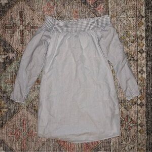 Express Pinstripe Off-Shoulder Dress